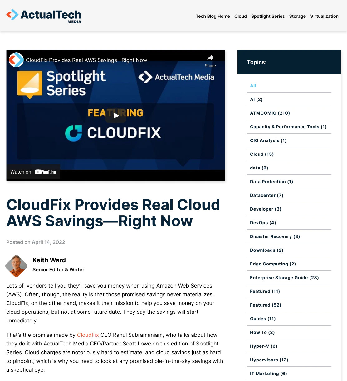 CloudFix Provides Real Cloud AWS Savings — Right Now – ActualTech Media