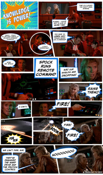Scene from Star Trek II: The Wrath of Khan in form of a comic strip