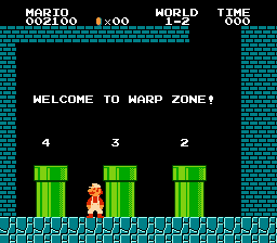 A still image from the mario games, showing the warp pipes. We are using the warp pipes as a metaphor for VPCs which can connect bits of of virtual infrastructure