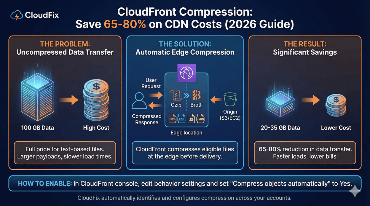 CloudFront Compression: Save 65-80% on CDN Costs (2026 Guide)