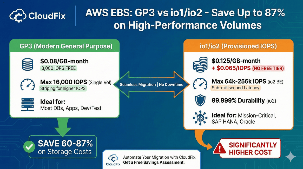 GP3 vs io1/io2: Save Up to 87% on High-Performance EBS Volumes (2026 Guide)