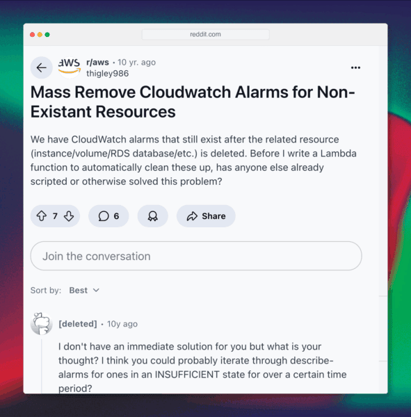 Mass Remove Cloudwatch Alarms for Non-Existant Resources